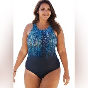 NWT Swimsuits For All Swim 365 High-Neck One Piece Women's Plus Size 22